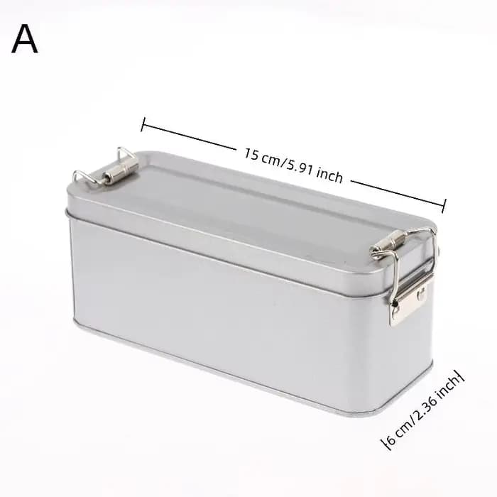 Boîte en fer blanc à boucle rectangulaire – Boîte de rangement en fer blanc avec couvercle, pour gât