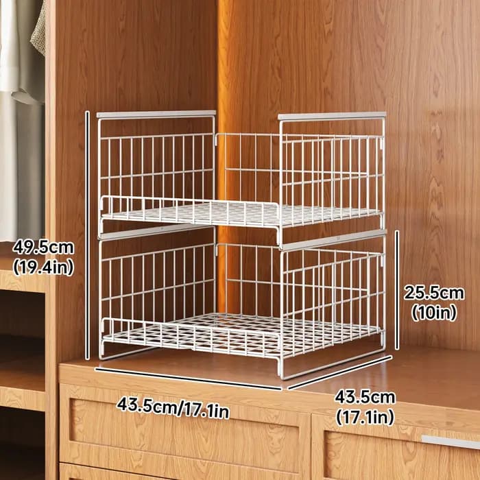 Étagère de rangement pour armoire à 2/3 niveaux avec paniers coulissants pour le tri et l'organisation des vêtements
