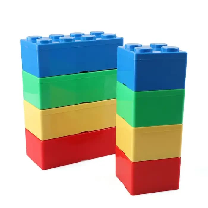 Boîte de rangement en plastique en forme de blocs de construction créatifs