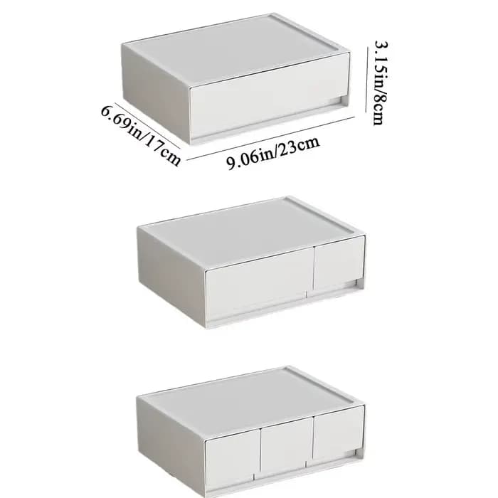 Tiroir de rangement empilable en plastique blanc