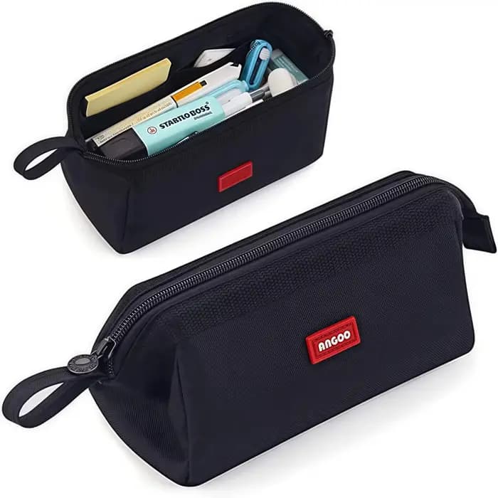 Trousse à crayons de grande capacité avec porte-stylo, étiquette minimaliste, rangement de papeterie