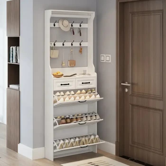 Armoire à chaussures multifonctionnelle de vente chaude. 3 portes 2 tiroirs Big Space. Meuble de salon
