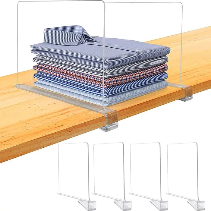 Diviseurs en acrylique diviseur d'étagère pour organisateurs de placards avec étagères en bois divis