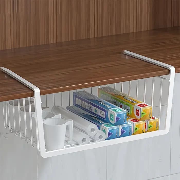 Panier sous étagère en métal durable et peu encombrant - Idéal pour l'organisation de la maison
