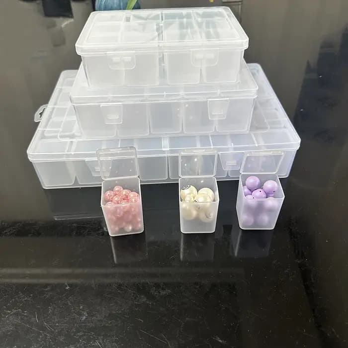 Ensemble de 20/40 boîtes de rangement transparentes en plastique grande capacité - utilisées pour ranger les perles