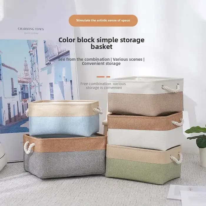 Boîte de rangement pour vêtements en coton et lin