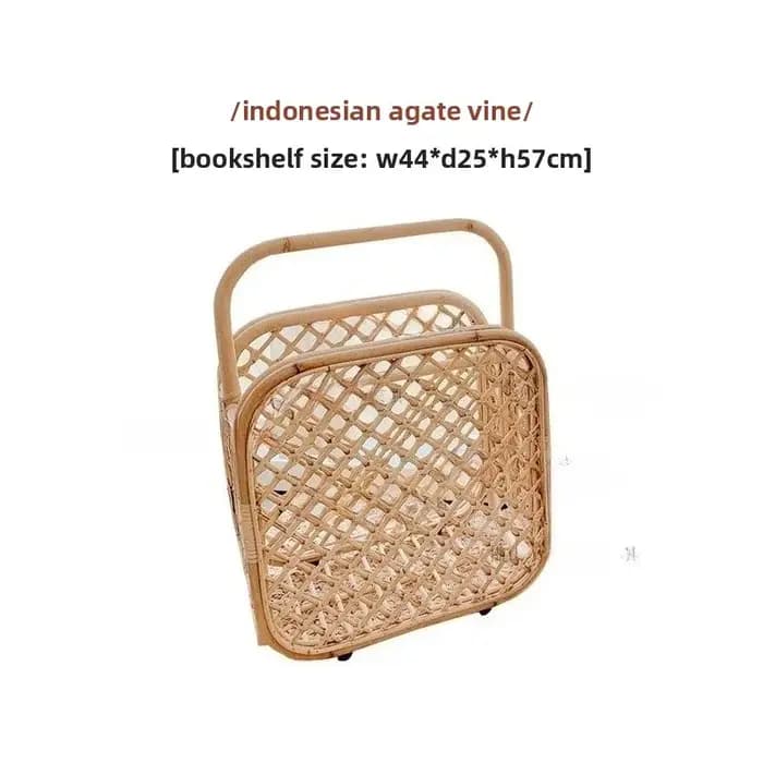Panier de rangement en rotin et porte-revues sur pied