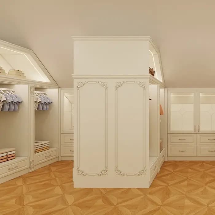 Armoire en bois blanche-française personnalisée, armoire de rangement de luxe moderne pour meubles de maison, vêtements de chambre à coucher