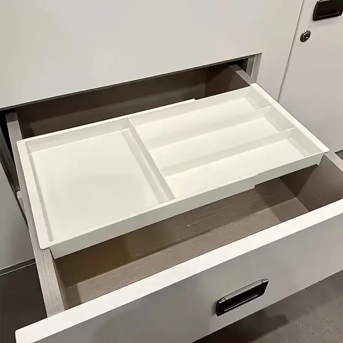 Boîte d'organisation divisée, plateau de rangement multifonctionnel pour la maison, plateau en plastique amovible, boîte de rangement télescopique créative pour tiroir