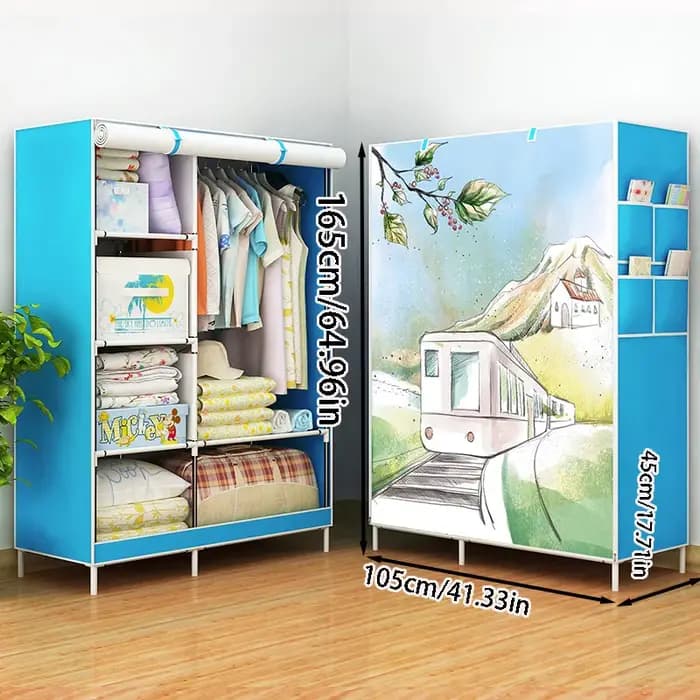 1 armoire portable pour vêtements avec housse en tissu non tissé, rangement anti-poussière pour cham