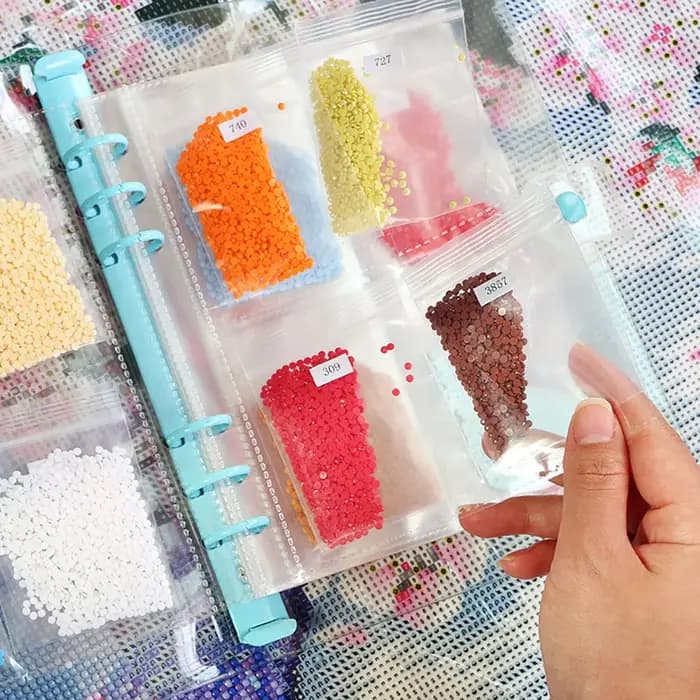 Organiseur de perles pour peinture au diamant 5D A5 avec pages transparentes