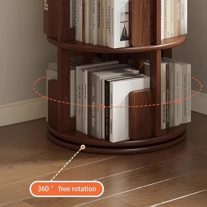 Bibliothèque rotative en bois multifonction