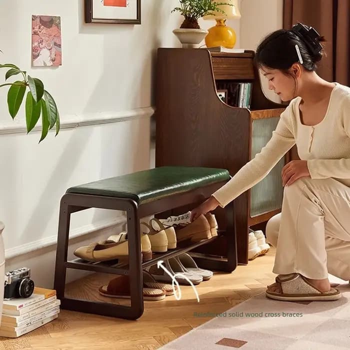 Tabouret à chaussures en bois massif pour la maison