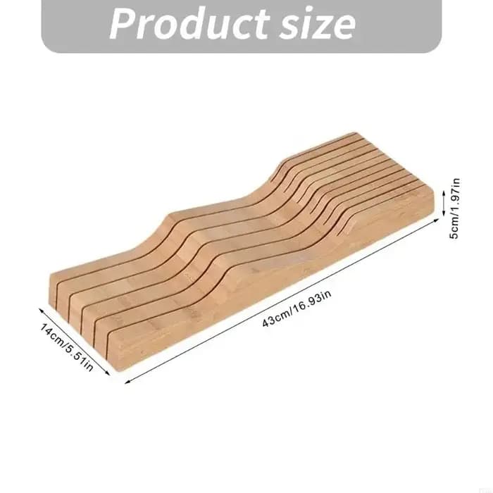 Plateau rangement pour couverts, tiroir, insert sectionné en bois 43x14x5 support à lame vers le bas pour le des