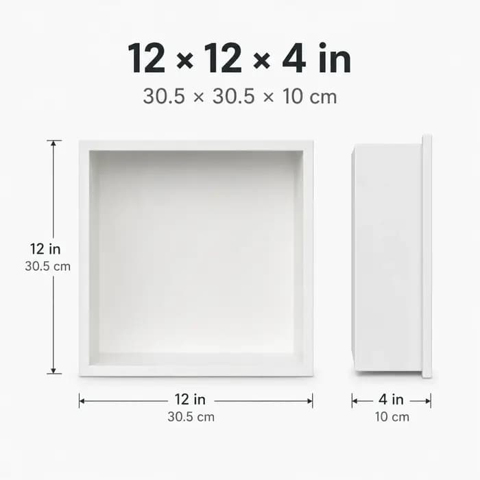 Niche de douche en acier inoxydable blanc mat 12 x 12 x 4 pouces