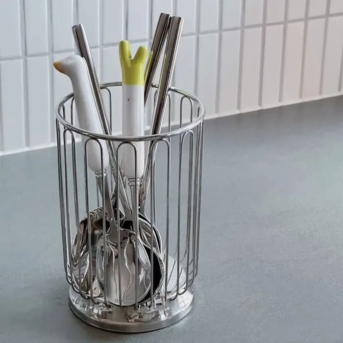 Boîte de rangement cylindrique en acier inoxydable pour bureau