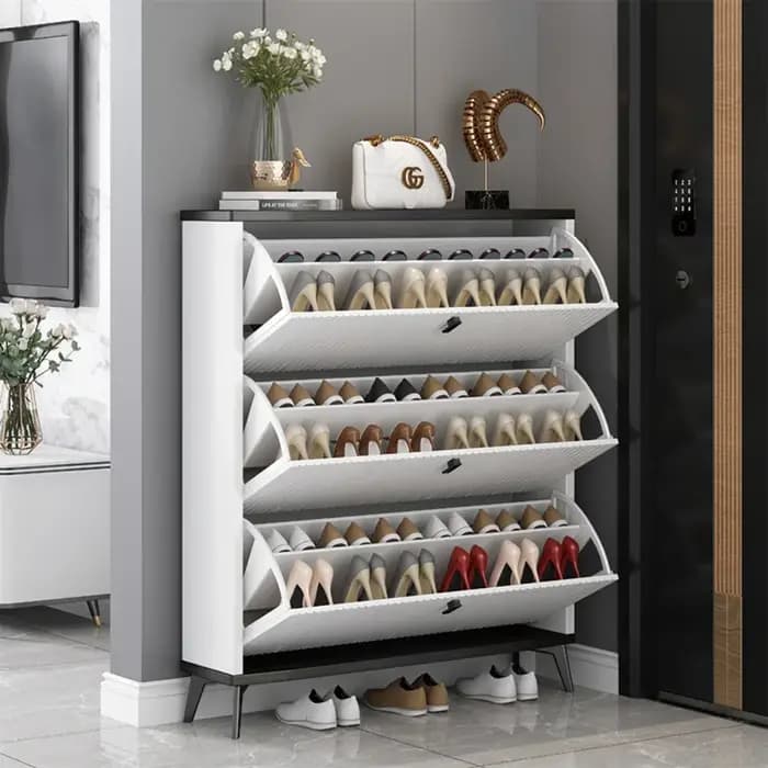 Pomme à chaussures à tiroir blanc peu encombrant