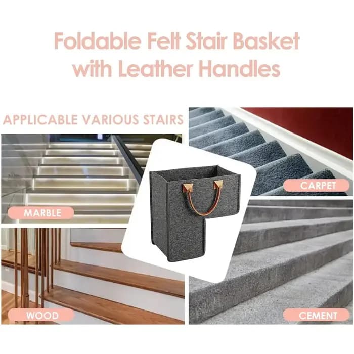 Sac de rangement en feutre en forme de L pour escalier, organisateur pliable gain de place, panier grande capacité avec poignées pour placard domestique