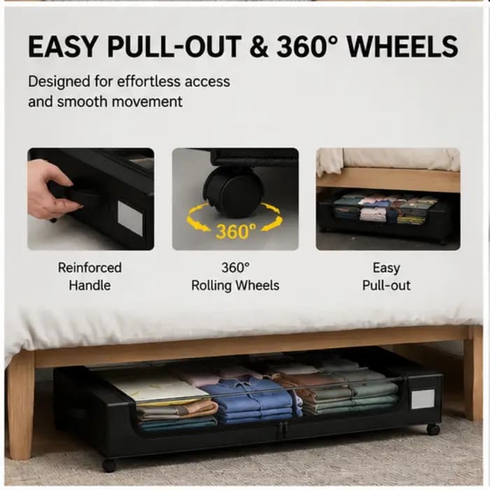 Conteneur de rangement sous le lit avec roulettes