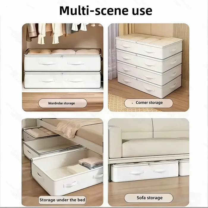 Lot de 3 boîtes de rangement blanches pour sommier