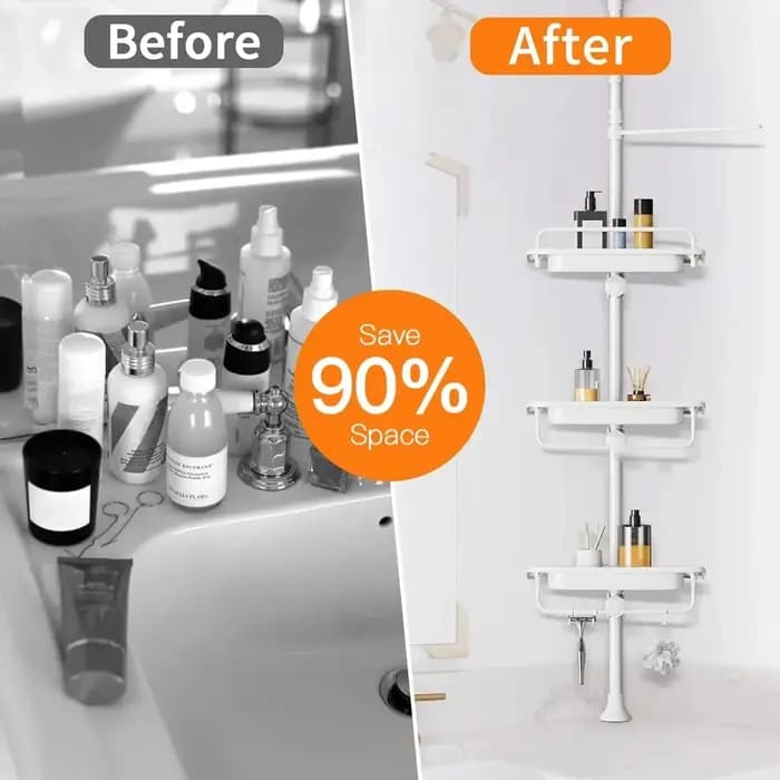 Étagère de douche d'angle télescopique sans perçage