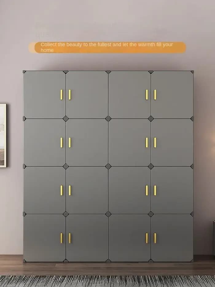 Armoire vêtements assemblage en plastique pliable anti-poussière armoires Cube rangement Locke placard meubles organisateur De Zapatos
