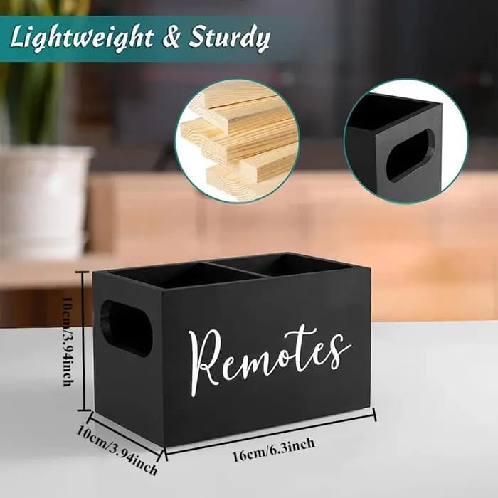 Boîte de rangement en bois pour télécommande, avec séparateurs, organisateur de maquillage, sachet de thé, boîte de rangement de paquets de café