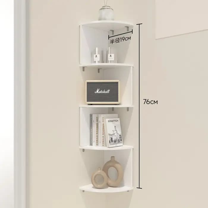 Étagère d'angle murale anti-humidité sans perçage pour chambre, bibliothèque d'angle murale, étagère