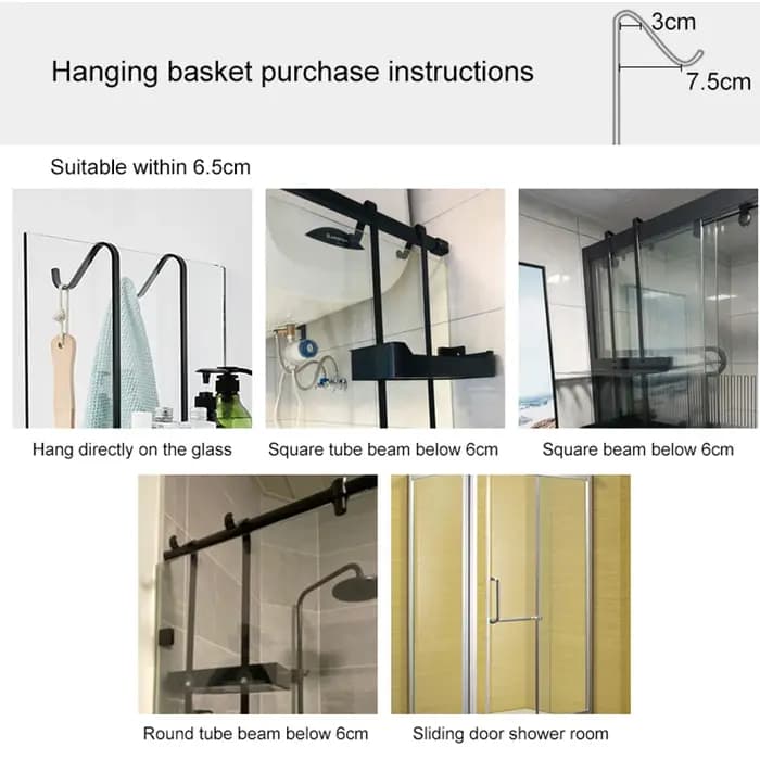 Étagères de bain suspendues noires