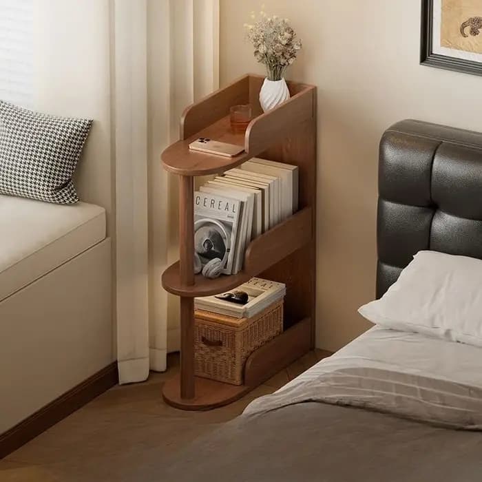Étagère de rangement ultra-étroite en bois massif pour salon