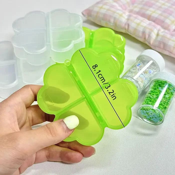 Boîte de rangement trèfle à quatre feuilles, 4 grilles, conteneur de médicaments, boîte à pilules, trèfle porte-bonheur, bricolage INS, Mini organisateur de Scrapbook en plastique Durable