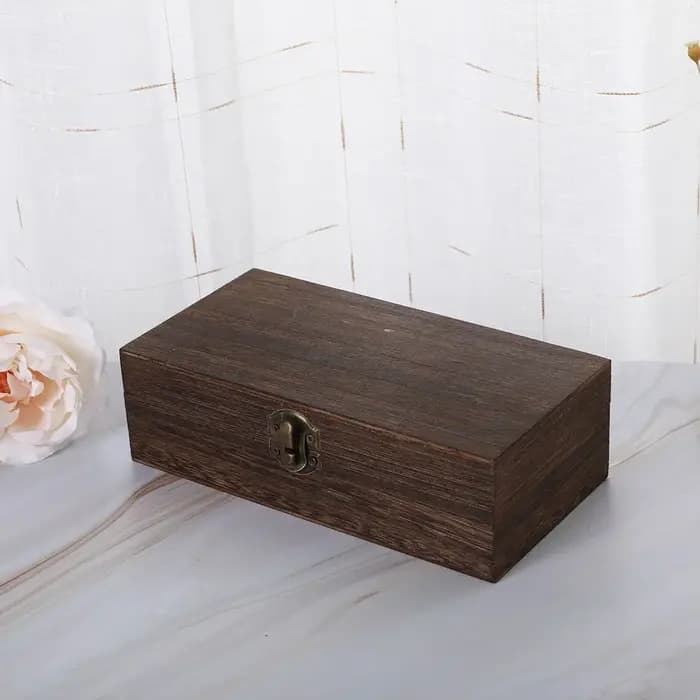 Boîte de rangement rectangulaire en bois pour magasin de thé