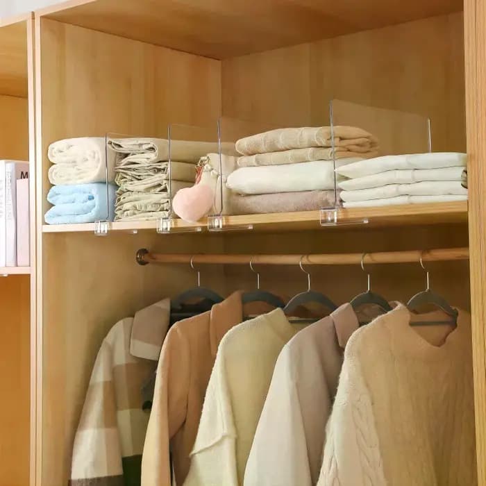 Diviseurs d'étagère en acrylique pour organisateurs de placards avec étagères en bois