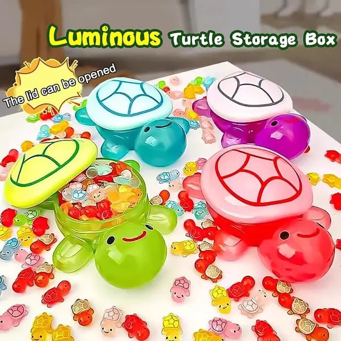 Boîte de rangement tortue lumineuse de dessin animé mignonne