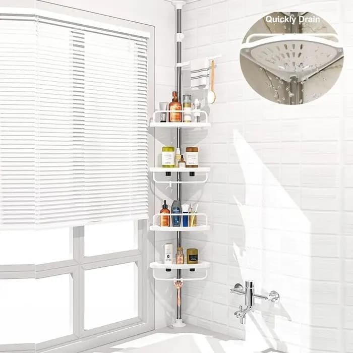 Étagère de douche d'angle télescopique sans perçage