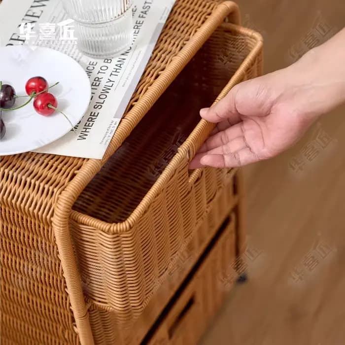 Armoire de rangement à trois niveaux de Style rotin