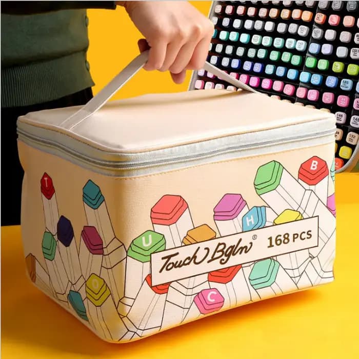 40/80/120/168 couleurs sac seulement marqueur stylo sac de rangement en cuir forme carrée trousse à crayons