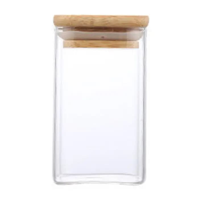 Récipients de stockage de nourriture en verre avec couvercle en bois