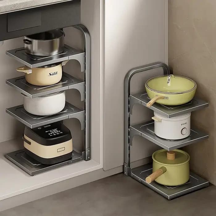 Étagère de rangement de cuisine multicouche en acier inoxydable