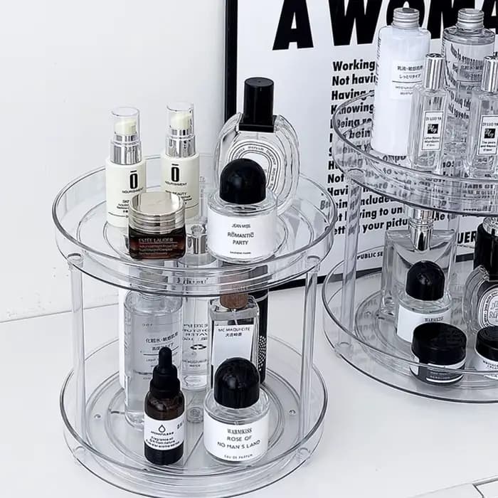 360 ° Support à cosmétiques rotatif de bureau, étagère de salle de bain, grande capacité, parfum, aromathérapie, soins de la peau, organisateur de stockage de produits
