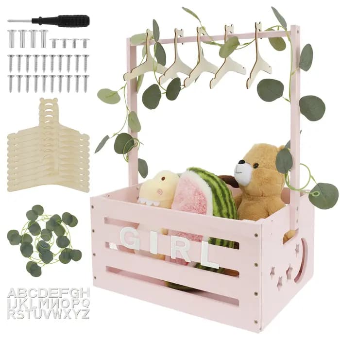 Panier de rangement en bois pour fête prénatale