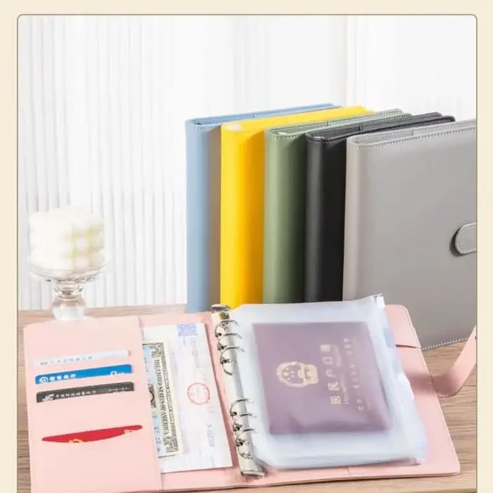 Nouveau ensemble de rangement de documents familiaux multifonctionnel A5 à 6 anneaux (comprend 10 sacs à fermeture