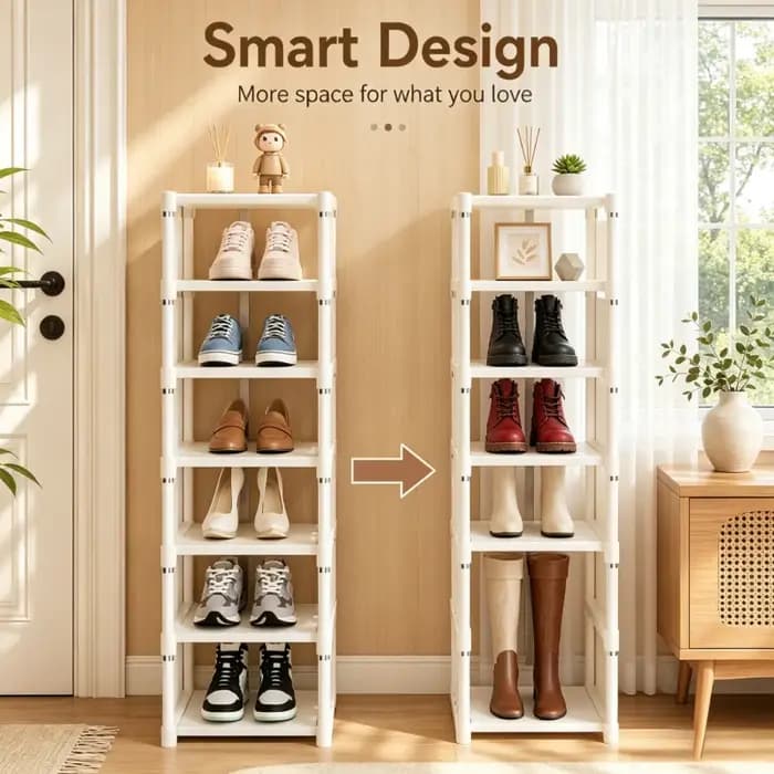 Étagère à chaussures noire à 8 niveaux avec structure métallique