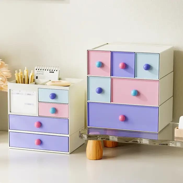 Boîte de rangement de Style tiroir de bureau, Style Dopamine Ins, bureau d'étudiant, Organization de papeterie, support de rangement empilable de grande capacité