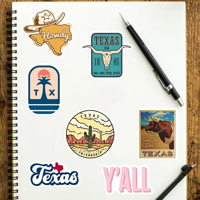 Autocollants étanches avec logo de l'État du Texas