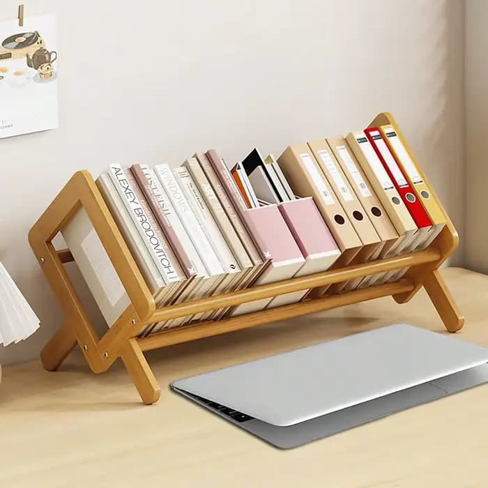 Bibliothèque de bureau maison salon petite décoration bambou étagère décorative