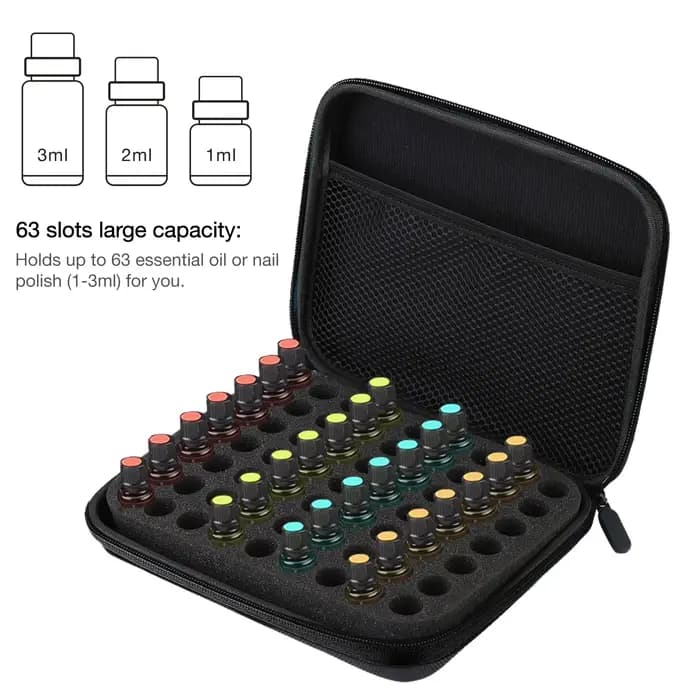 63 fentes Portable aromathérapie huile essentielle sac de rangement boîte organisateur