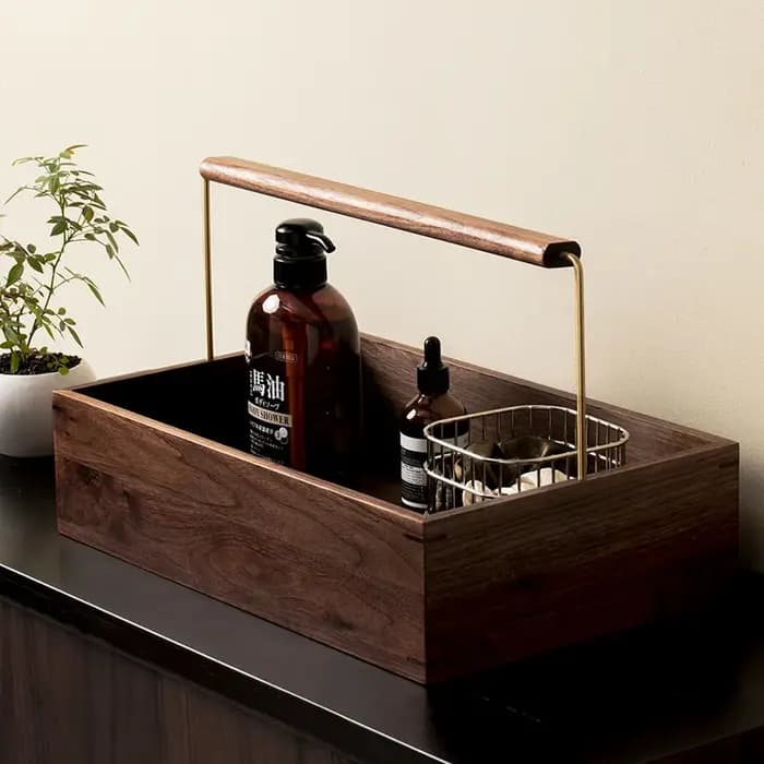 Plateau de rangement de cosmétiques en bois massif
