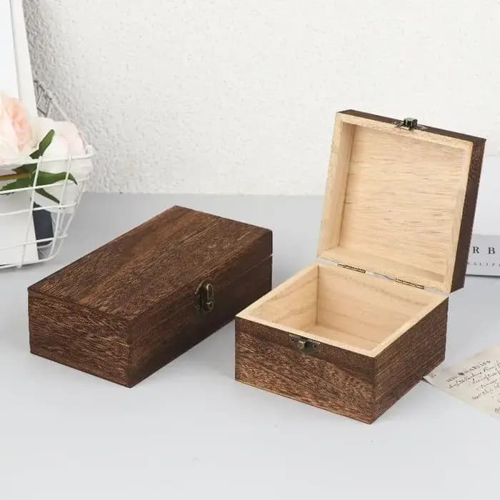 Nouvelles boîtes en bois vintage avec couvercle