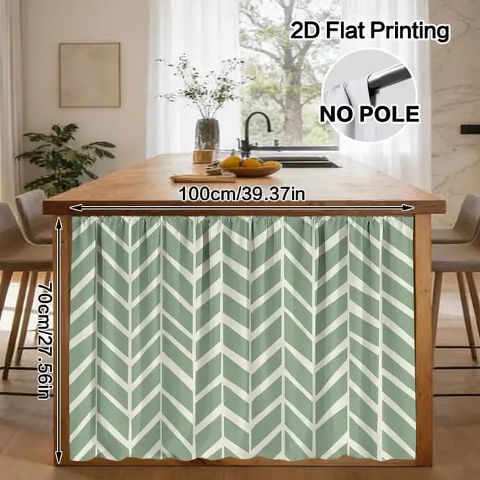 Rideau de cuisine VIKAMA vert sauge à chevrons